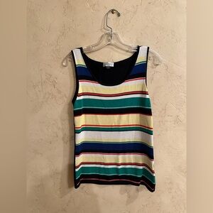 Tahari Striped Multicolor Sleeveless Top